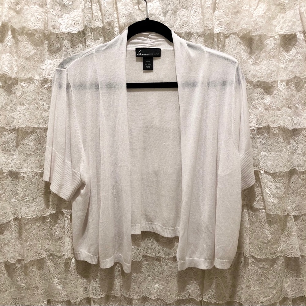 Lane Bryant White Cropped Sweater Cardigan